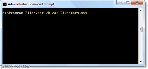folosiți dir / b / s> directory.txt pentru a trimite o interogare dir într-un fișier text
