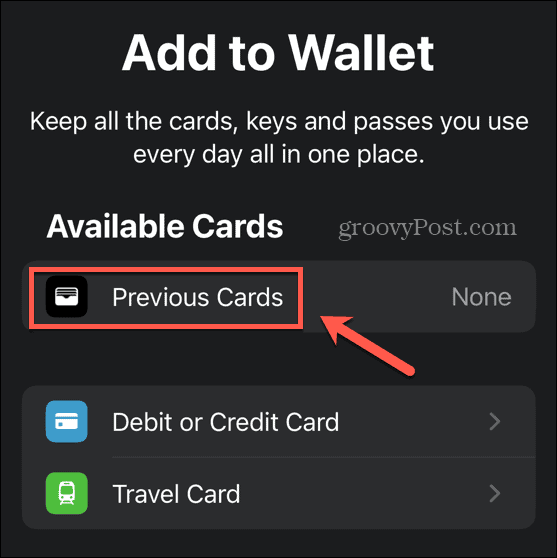 aplicația portofel carduri anterioare
