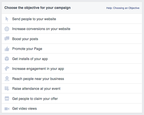 obiectivele campaniei publicitare facebook