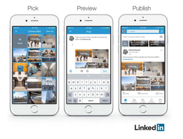 LinkedIn a anunțat că membrii pot adăuga acum cu ușurință mai multe fotografii la o singură postare.