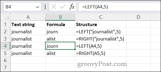 Utilizarea funcțiilor STÂNGA și DREAPTA în Excel