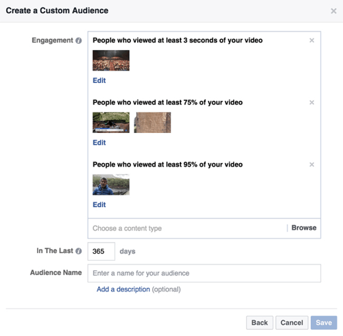 segmente de public video personalizate pe facebook