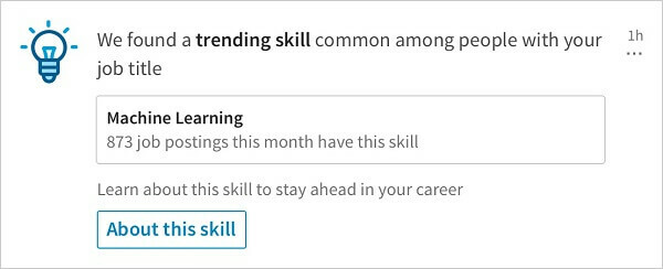 LinkedIn a lansat o nouă notificare care împărtășește abilitățile relevante de tendință între persoanele cu același titlu de post.