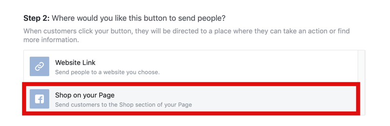 pasul 2 despre cum să adăugați butonul Cumpărați acum pe pagina de Facebook pentru cumpărături Instagram
