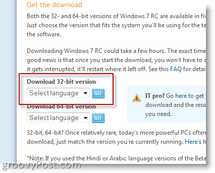 Descărcare Link pentru Windows 7 Versiune 32 biți și 64 biți