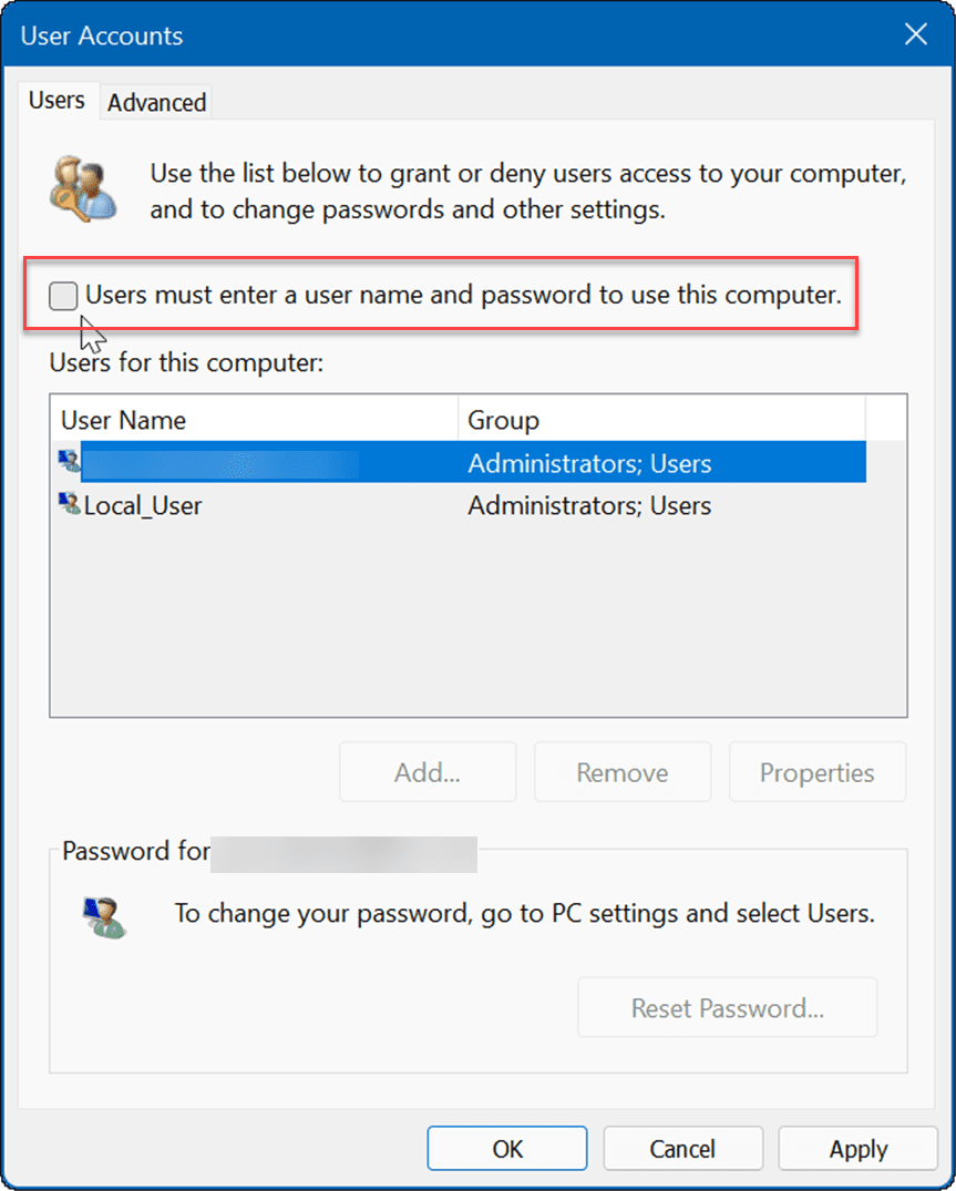 conectați-vă automat pe Windows 11