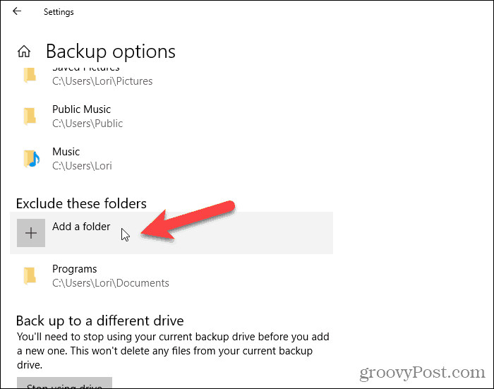 Faceți clic pe Adăugați un folder sub Excludeți aceste dosare