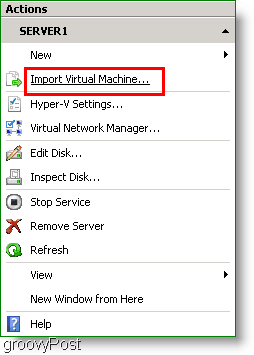 Mașină virtuală Import Import Manager Hyper-V