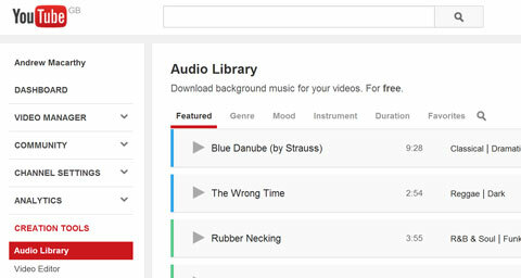 biblioteca audio YouTube