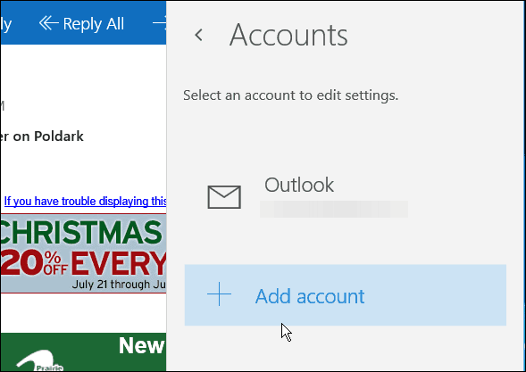 Aplicația Mail Windows 10