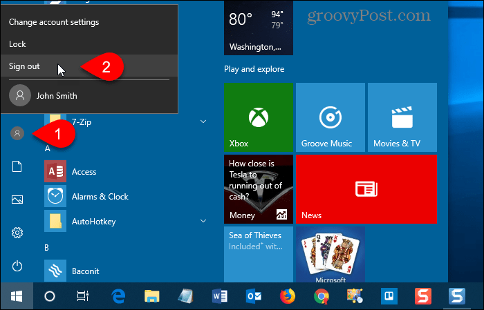 Deconectați-vă de Windows 10