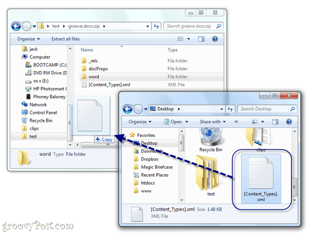 editați manual docx xml în Windows 7