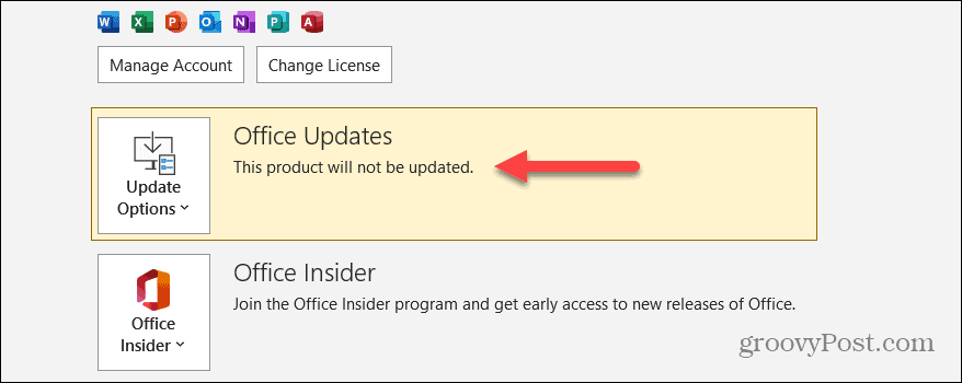 Dezactivați actualizările Microsoft Office 