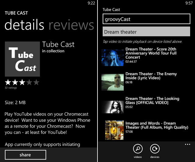 Trimiteți videoclipuri YouTube către Chromecast de pe Windows Phone