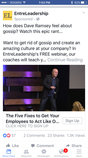 dave ramsey facebook video