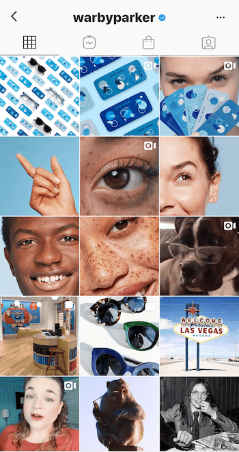 Profil de afaceri Instagram pentru Warby Parker