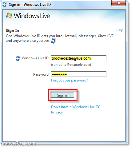 conectați-vă la Windows Live automat folosind un cont Windows 7