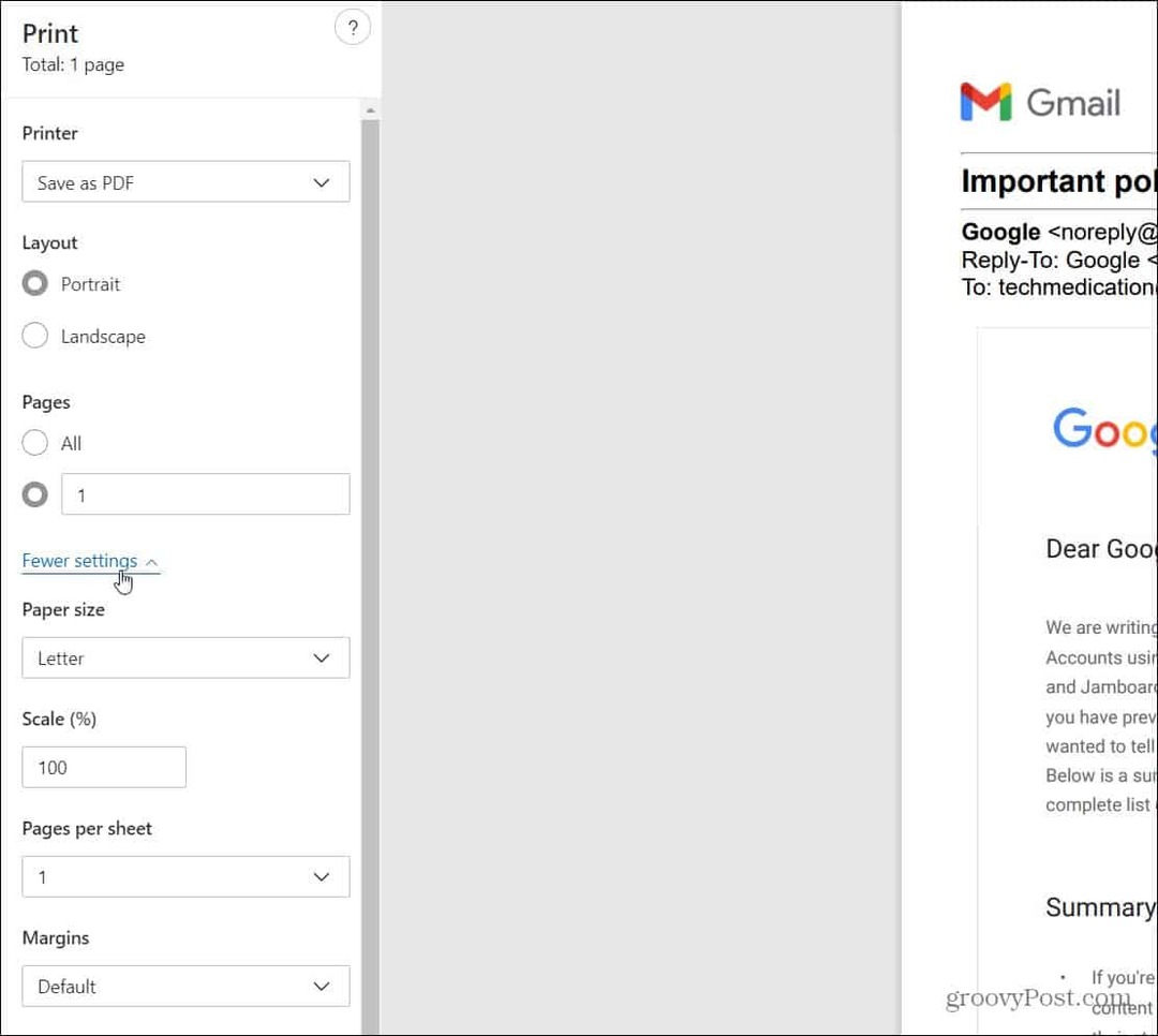 Cum să salvați un mesaj Gmail ca PDF