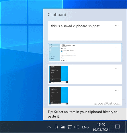 Panoul Clipboard Windows 10