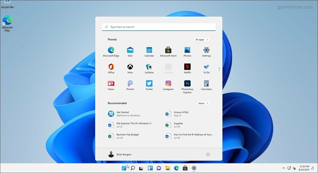 Meniul Start Desktop instalat pentru Windows 11