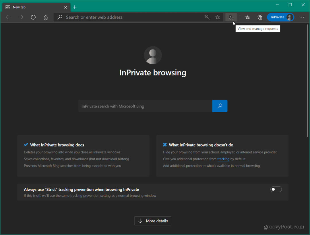 Faceți Microsoft Edge să utilizeze o extensie în modul InPrivate